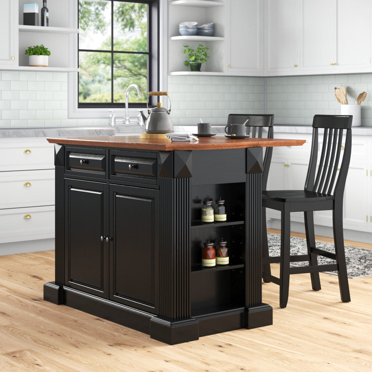 Three Posts™ Diamondback 47.75'' Wide Rolling Kitchen Island Set with